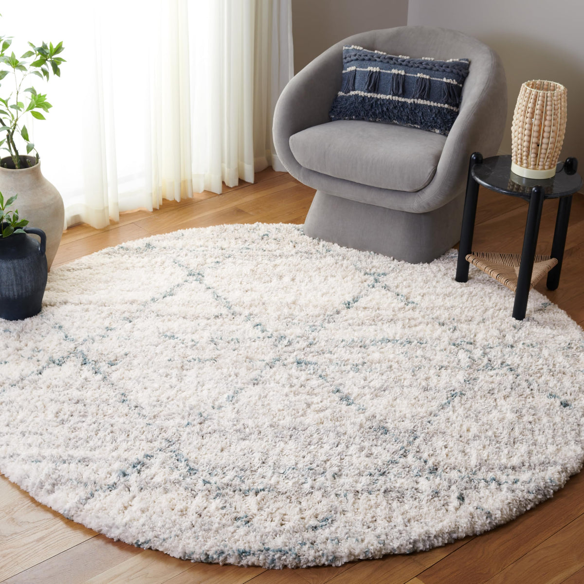 SAFAVIEH Area Rug 8x10 - Fontana Shag Collection - Large - Pink & Ivory, Modern Design, Non-Shedding & Easy Cleaning, Ultra Plush Thick Pile, Ideal for Living Room, Bedroom, Dining Space (FNT886U)