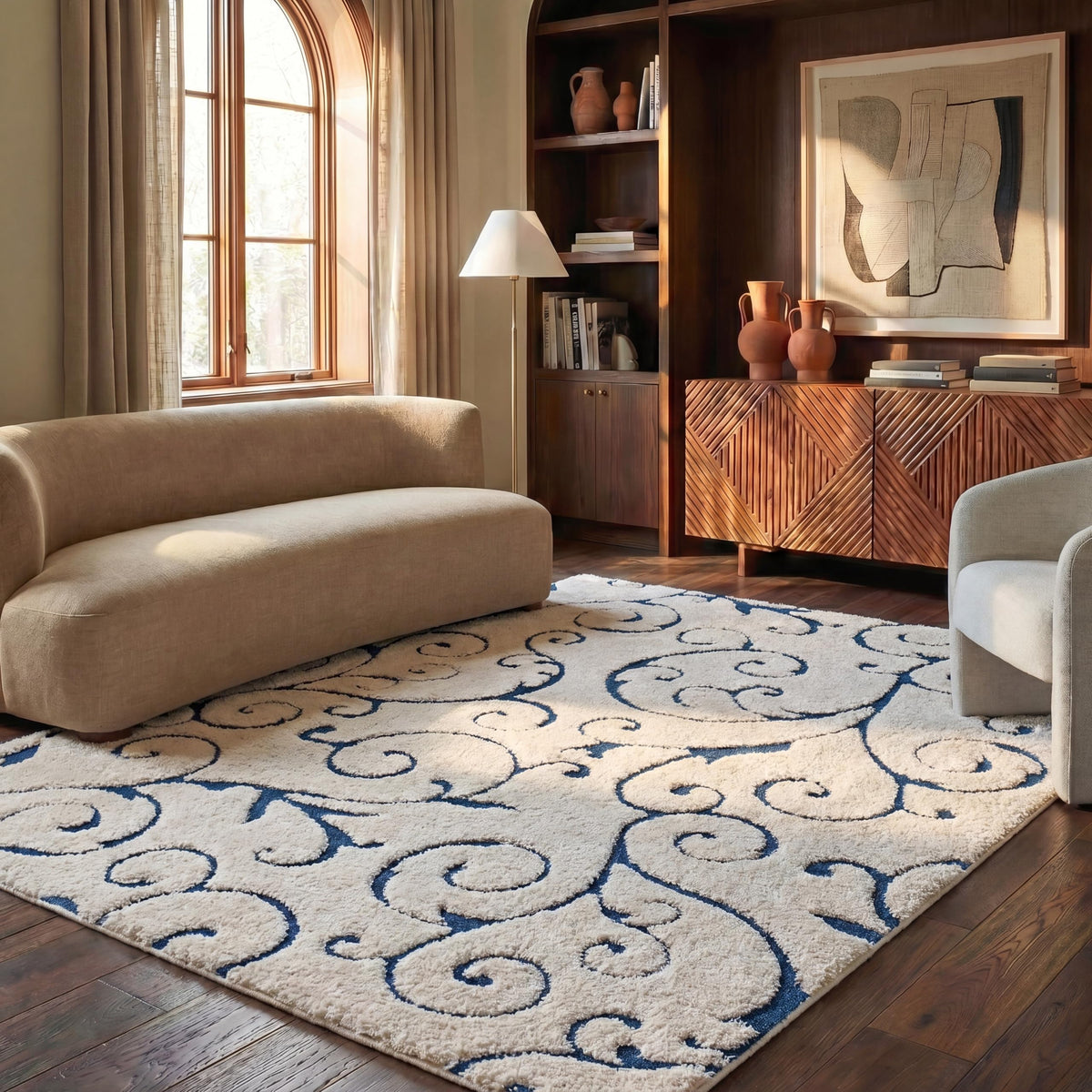 SAFAVIEH Florida Shag Rug 8'x10', Soft Plush Cream & Beige SG455-1113