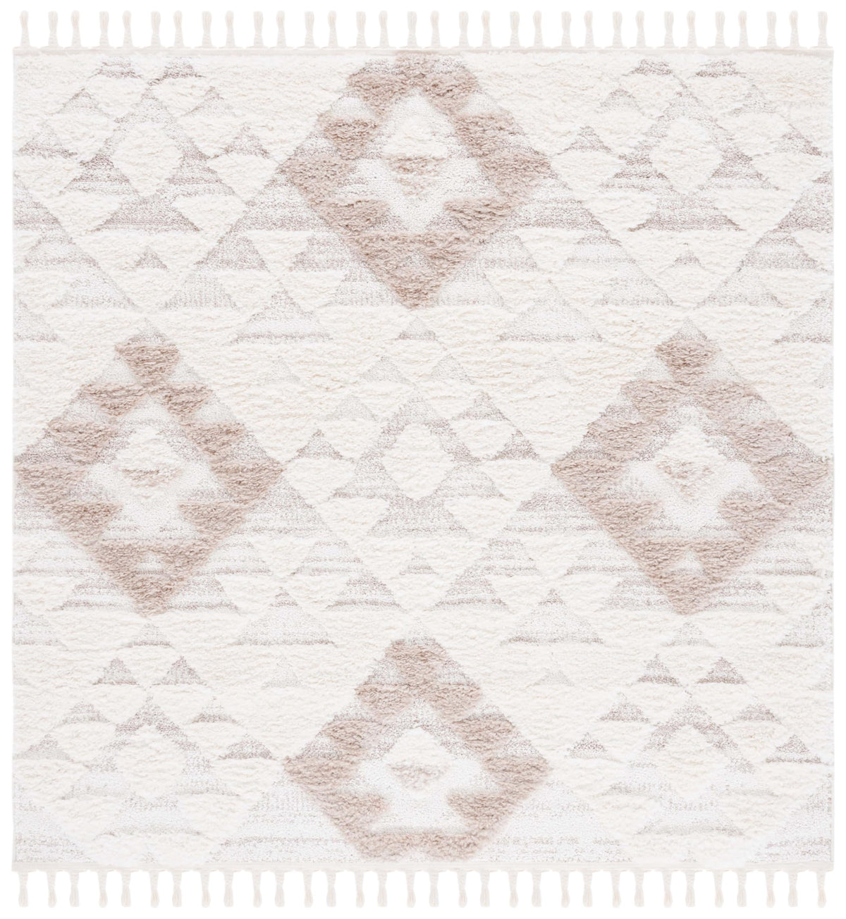 SAFAVIEH Moroccan Tassel Shag Rug 5'3"x7'6", Ivory & Brick Rust MTS688P