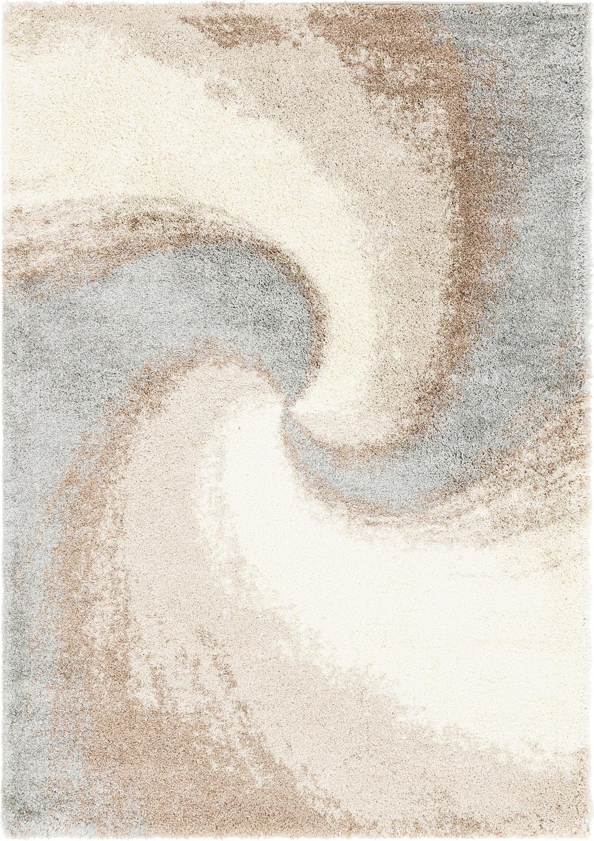 Rugs.com - Soft Touch Shag Rug – 4' 1 x 6' 1 Khaki Shag Rug – Plush Abstract Design for Bedrooms, Living Rooms, and Home Offices