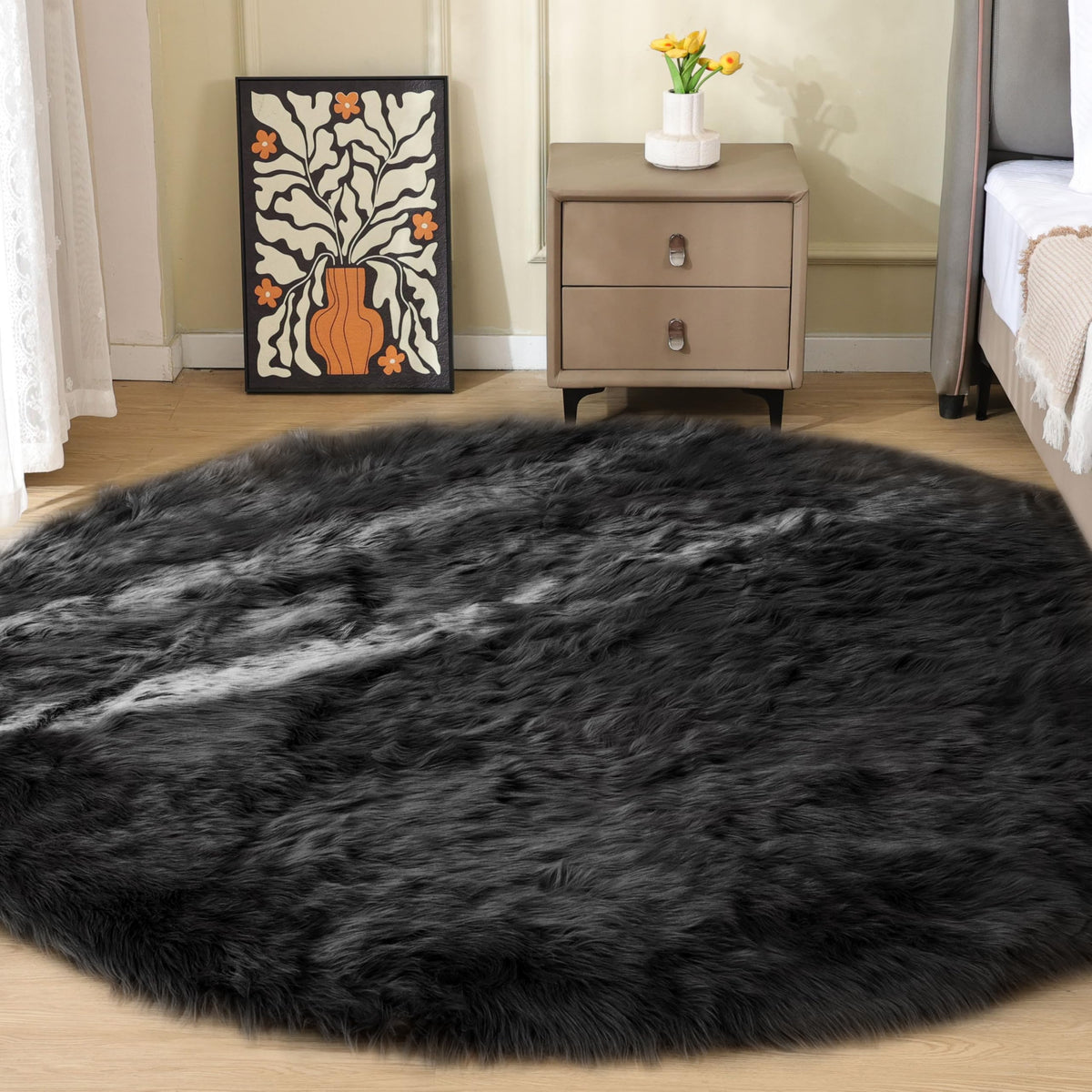 ORINOVA Beige Shag Faux Sheepskin Washable 4X6 Fur Rug for Living Room Bedroom Fluffy Furry Area Rug Rectangle Nursery Decor Rug