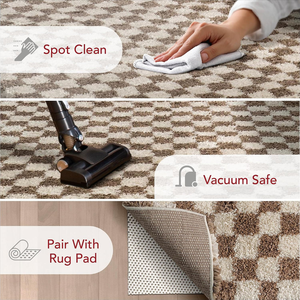 nuLOOM Adelaide Beige Checkered Power Loomed Area Rug, 5' x 8'