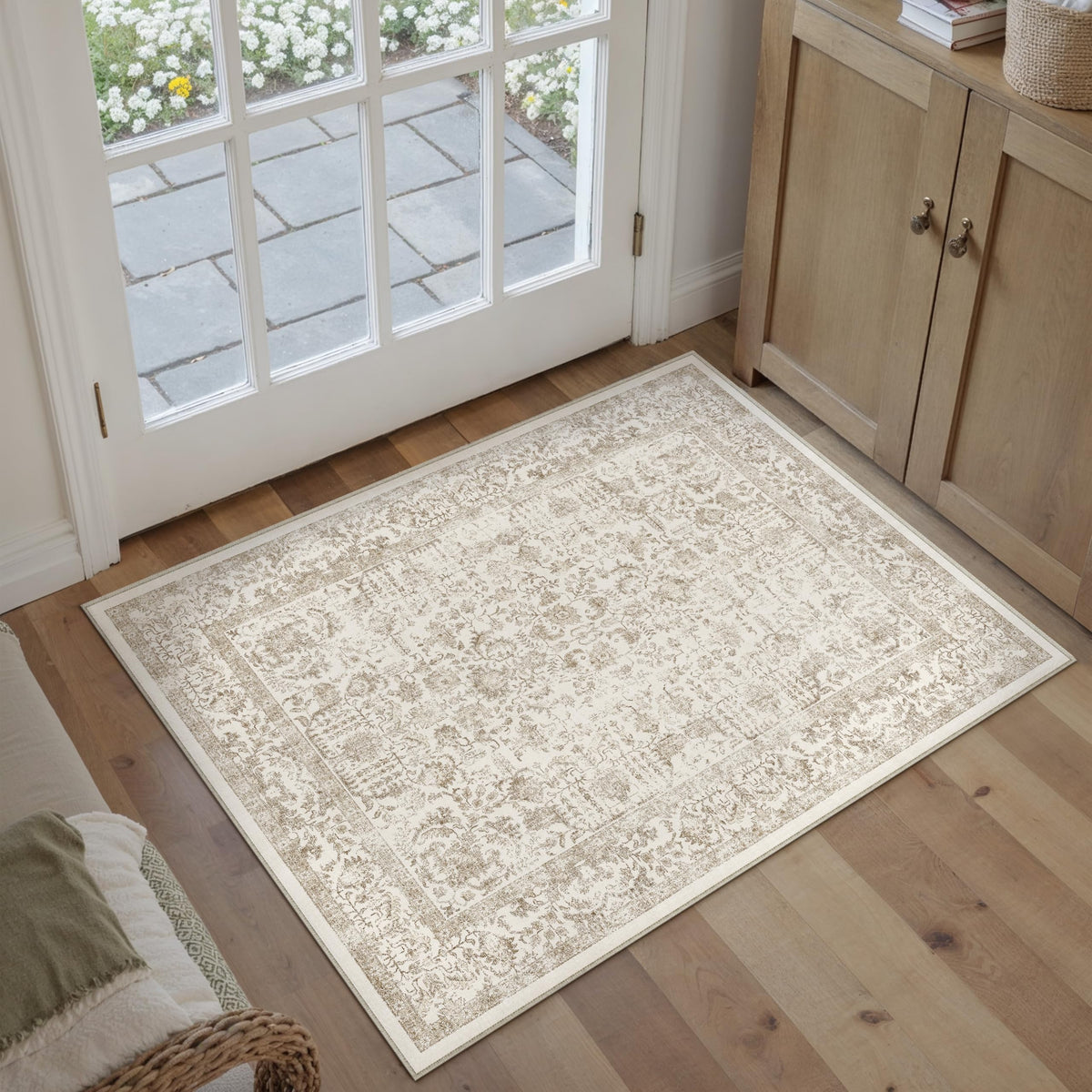 PureCozy Gray Area Rug 8x10 Vintage Floral