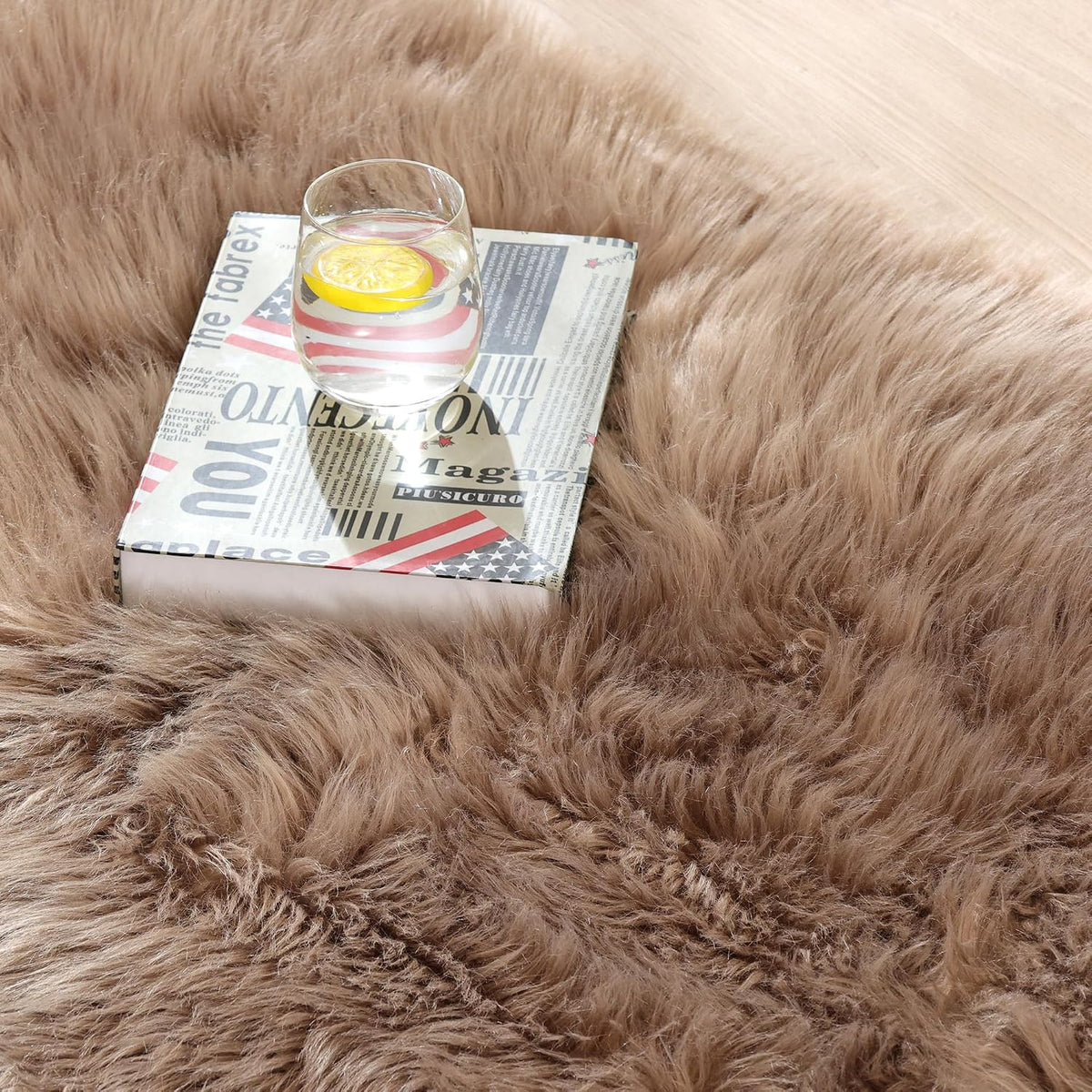 ORINOVA Beige Shag Faux Sheepskin Washable 4X6 Fur Rug for Living Room Bedroom Fluffy Furry Area Rug Rectangle Nursery Decor Rug