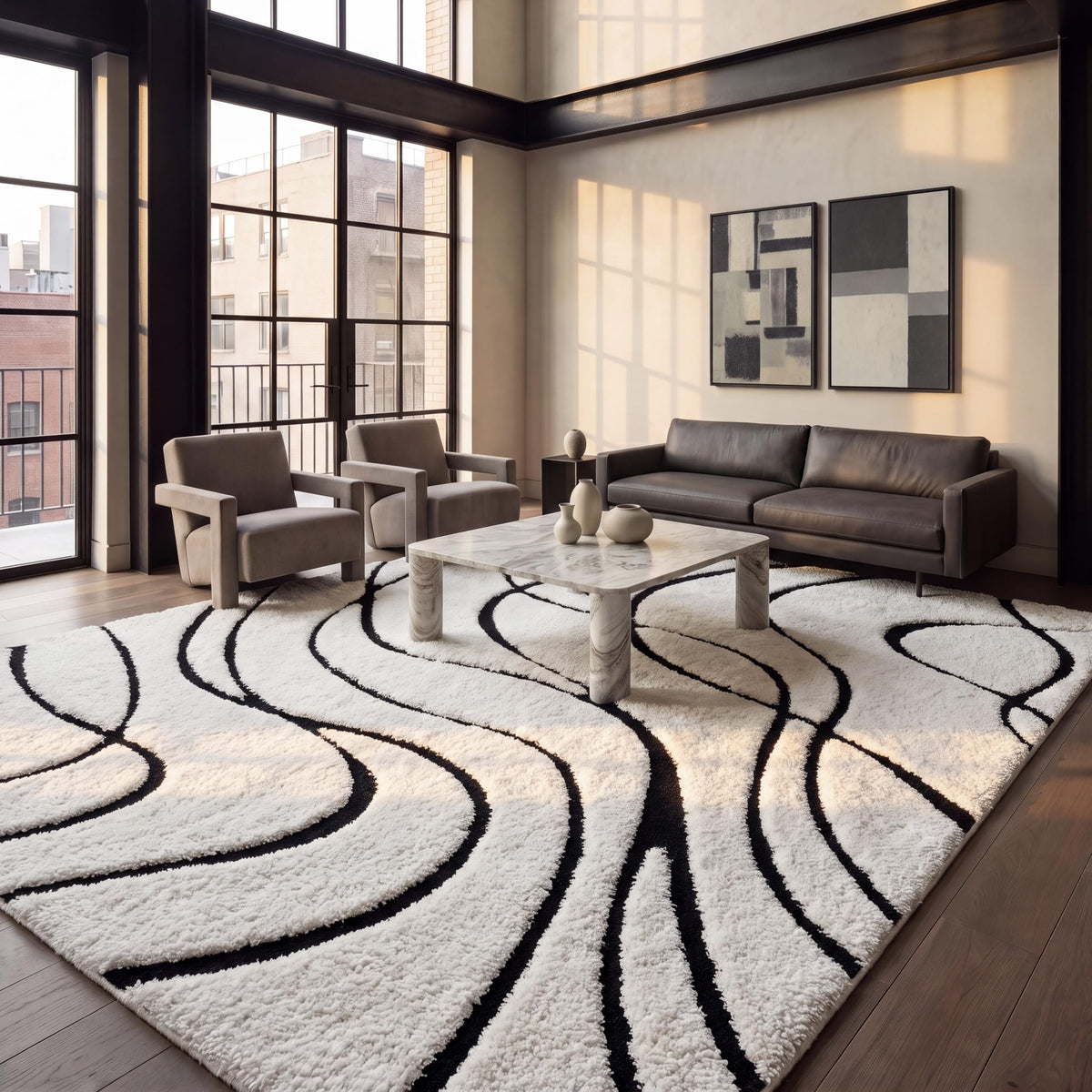 SAFAVIEH Florida Shag Rug 6'x9', Soft Plush Modern Cream & Beige SG471-1113