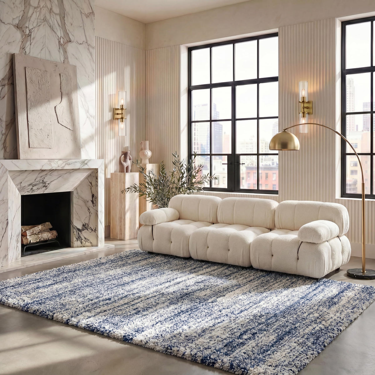 SAFAVIEH Hudson Shag Rug 10x14, Plush X-Large Ivory & Grey SGH295B