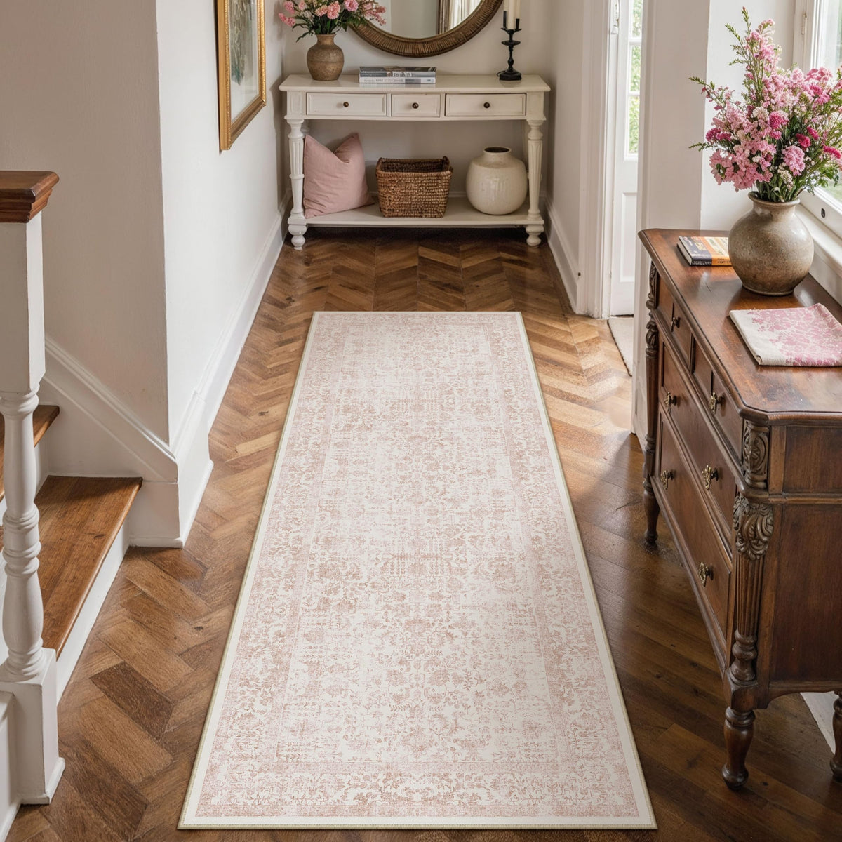 PureCozy Gray Area Rug 8x10 Vintage Floral