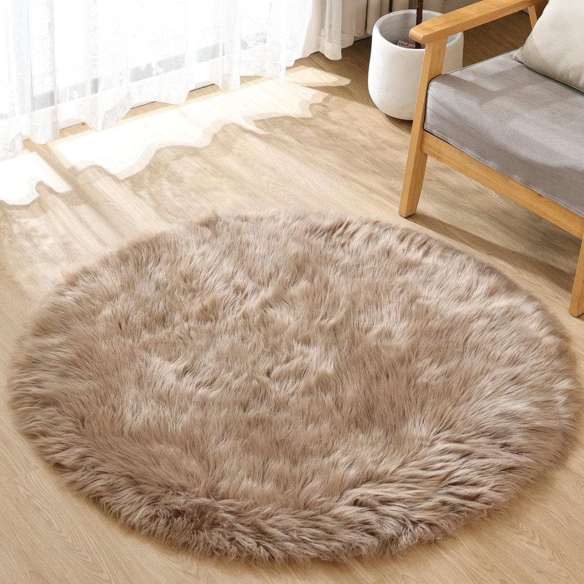 ORINOVA Beige Shag Faux Sheepskin Washable 4X6 Fur Rug for Living Room Bedroom Fluffy Furry Area Rug Rectangle Nursery Decor Rug