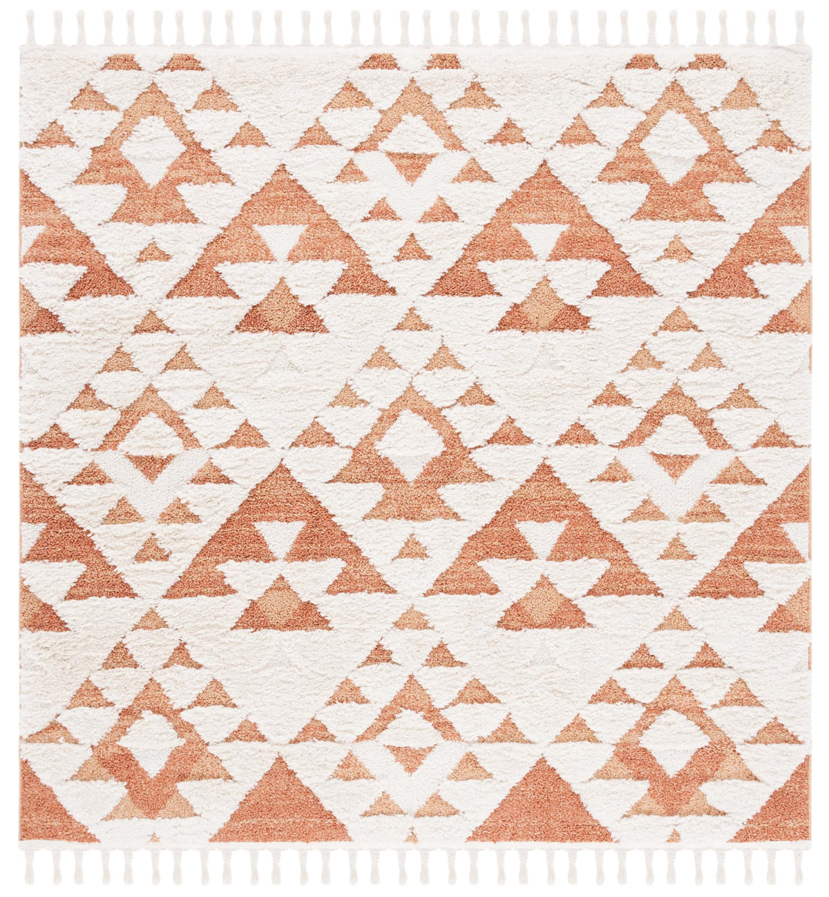 SAFAVIEH Moroccan Tassel Shag Rug 5'3"x7'6", Ivory & Brick Rust MTS688P
