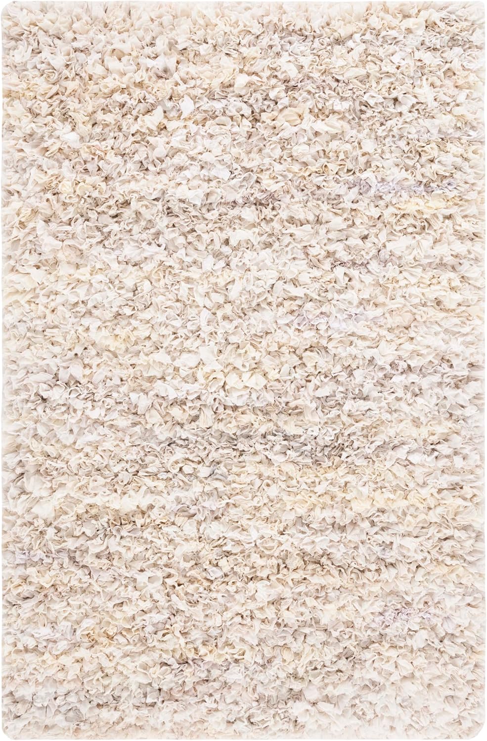 SAFAVIEH Rio Shag Collection Area Rug - 5' x 8', Creme, Handmade Decorative, 3.5-inch Thick Ideal for High Traffic Areas in Living Room, Bedroom (SG951W)