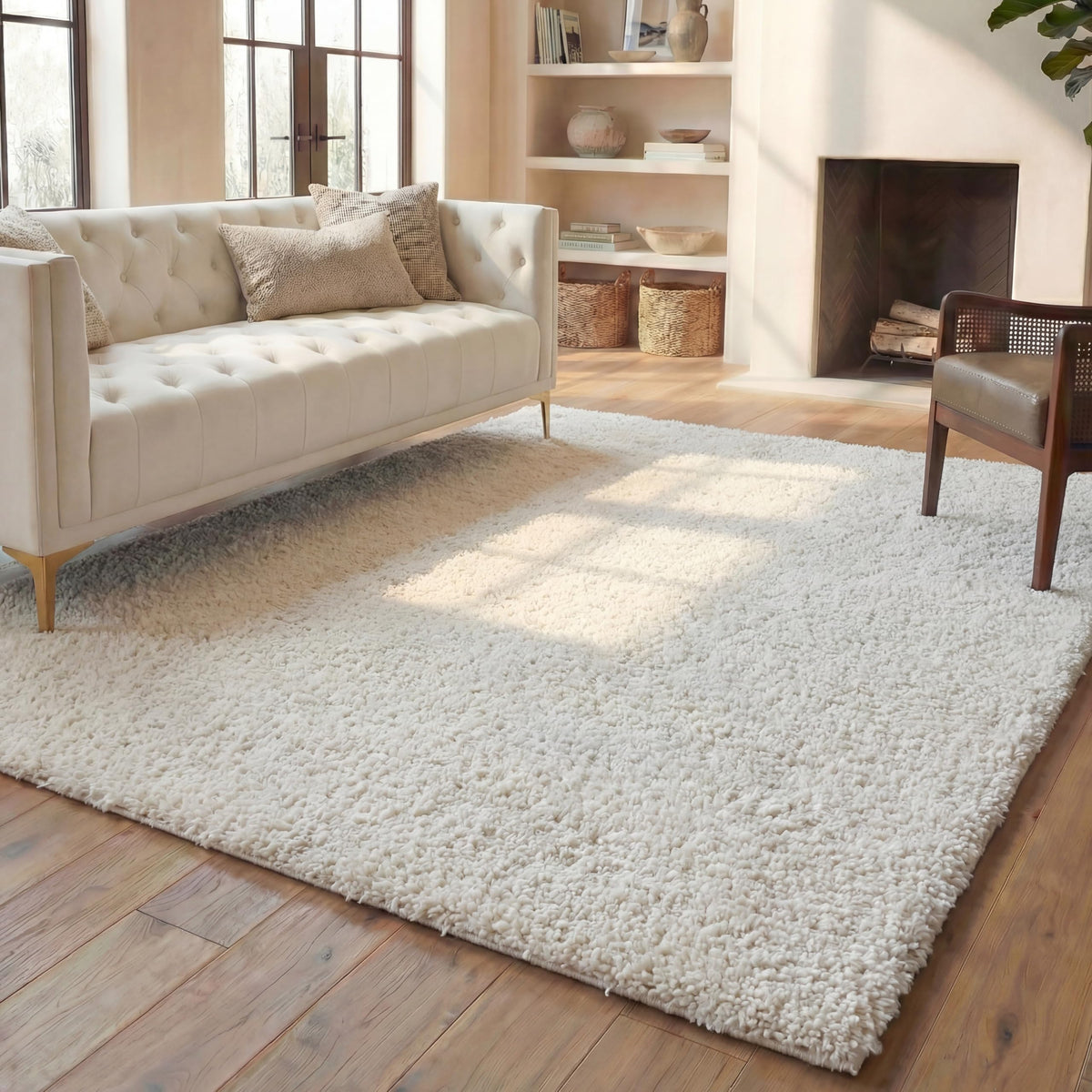 SAFAVIEH August Shag Rug 8'x10', Soft Plush Modern Ivory AUG900C