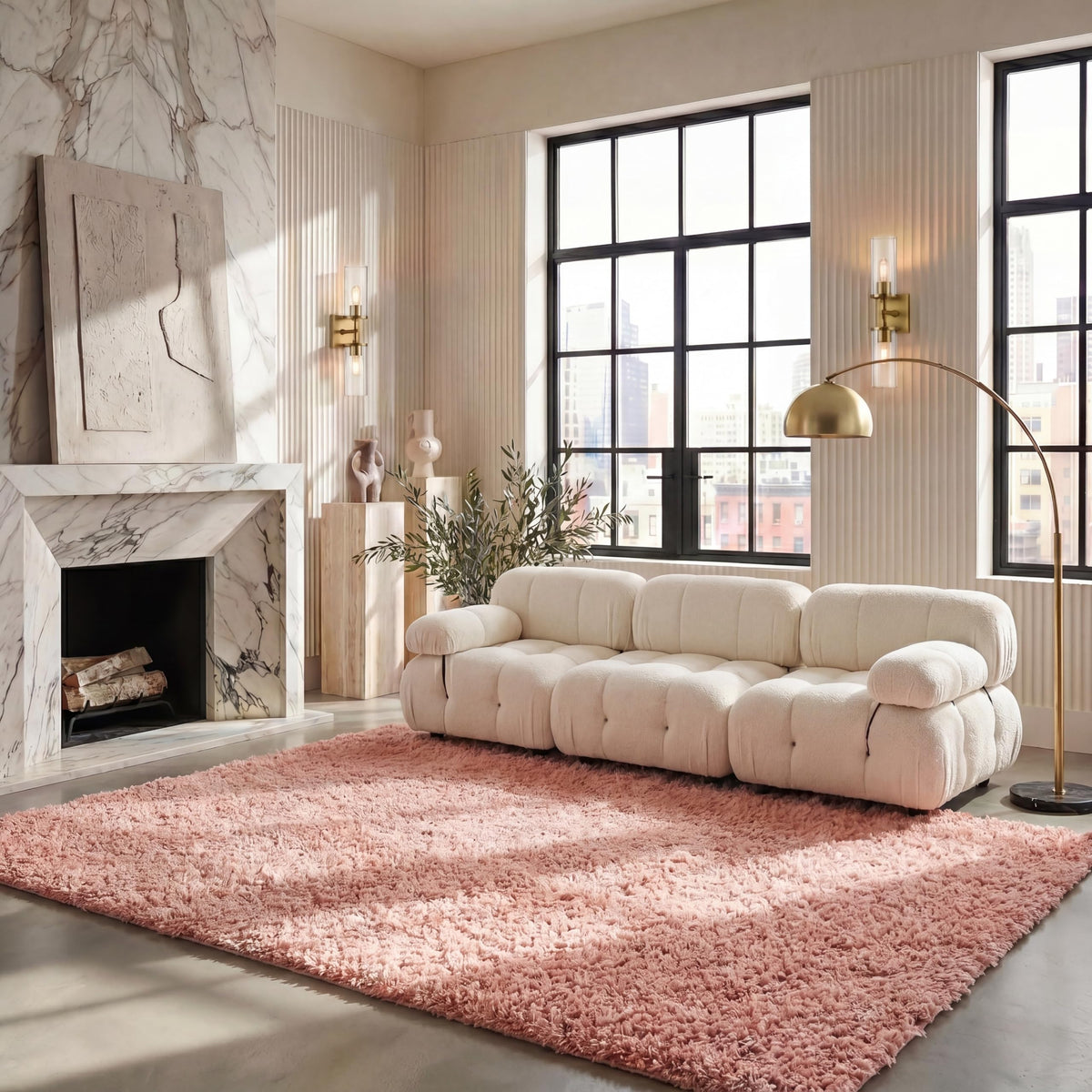 SAFAVIEH August Shag Rug 5'3"x7'6", Soft Plush Modern Ivory AUG200C