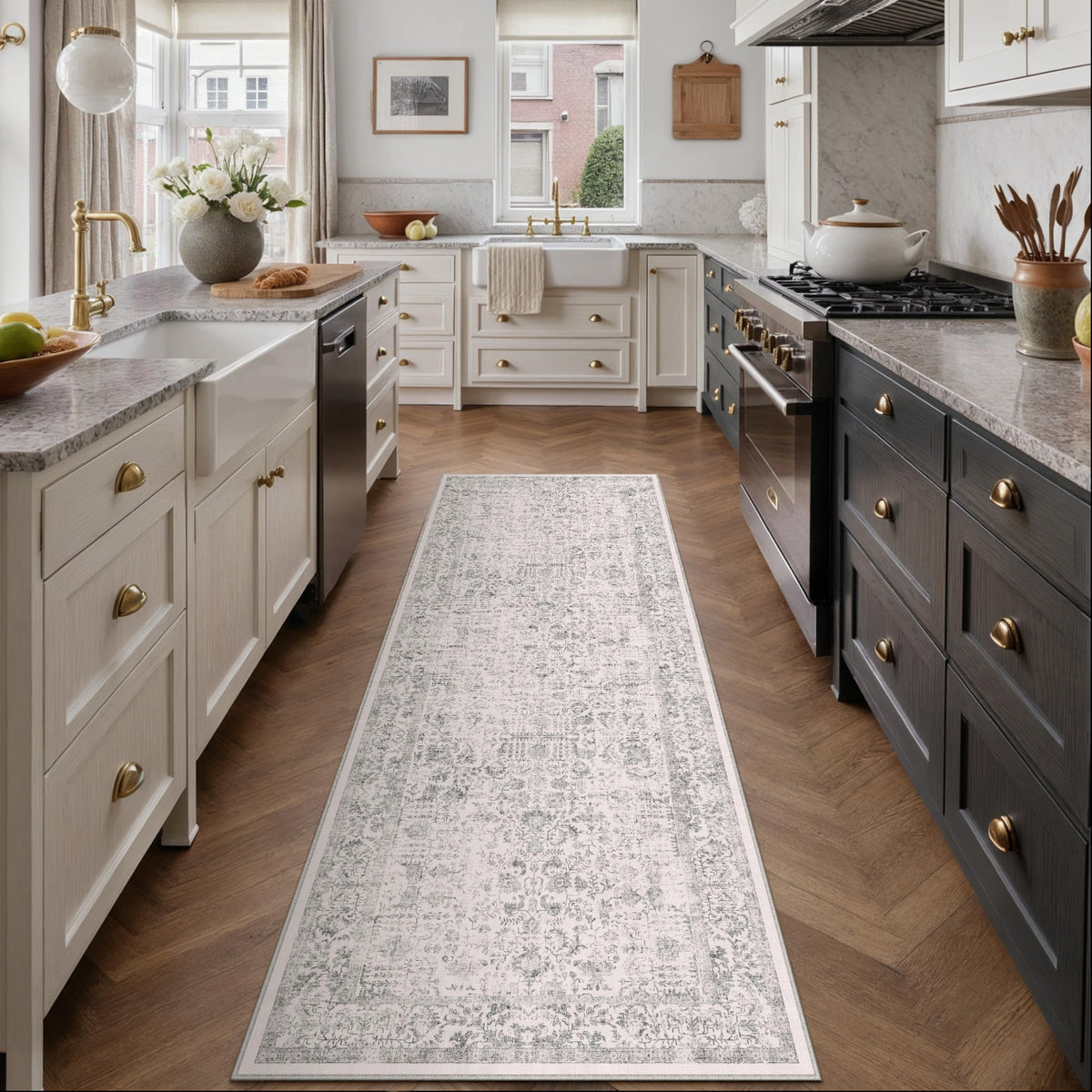 PureCozy Gray Area Rug 8x10 Vintage Floral