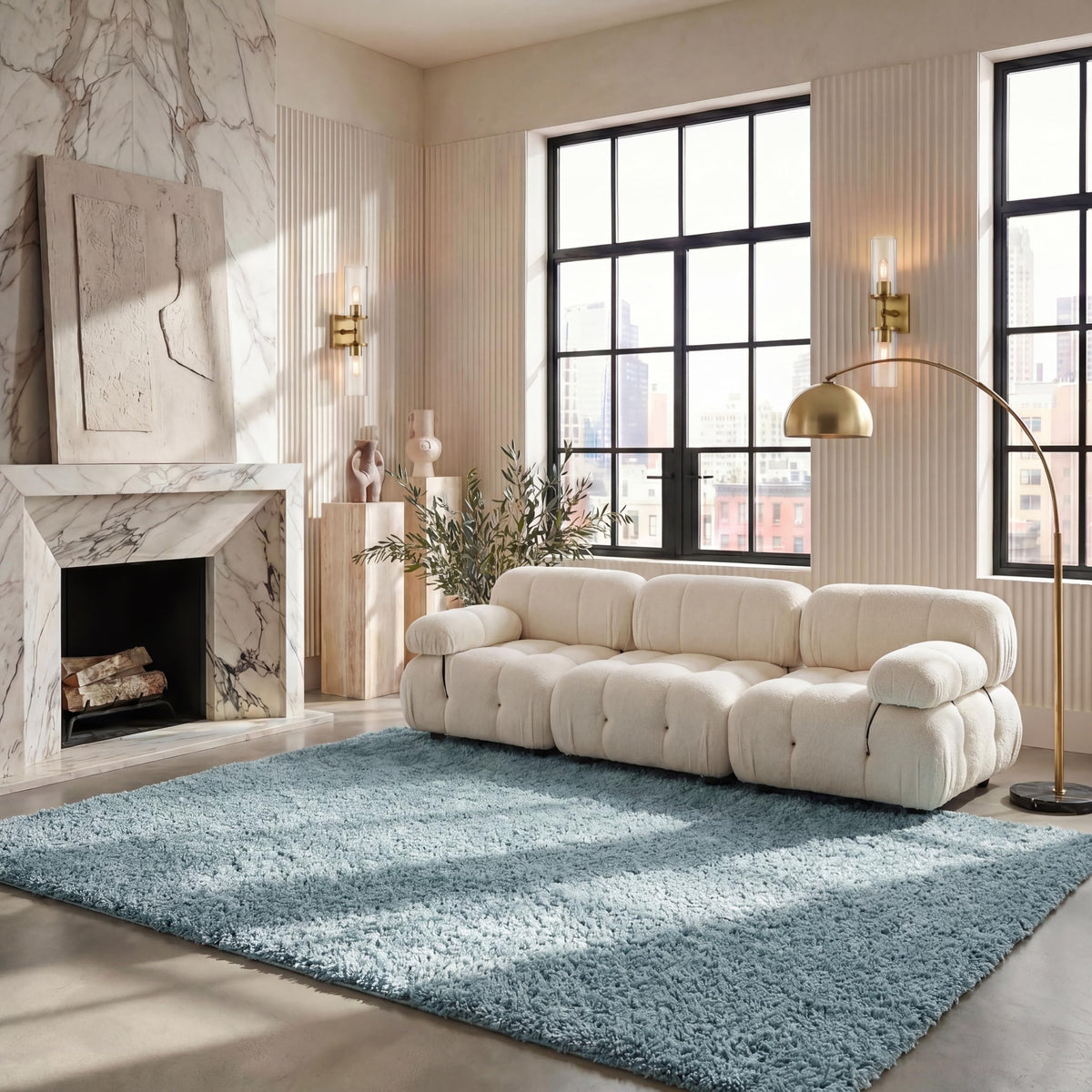 SAFAVIEH August Shag Rug 8'x10', Soft Plush Modern Ivory AUG900C