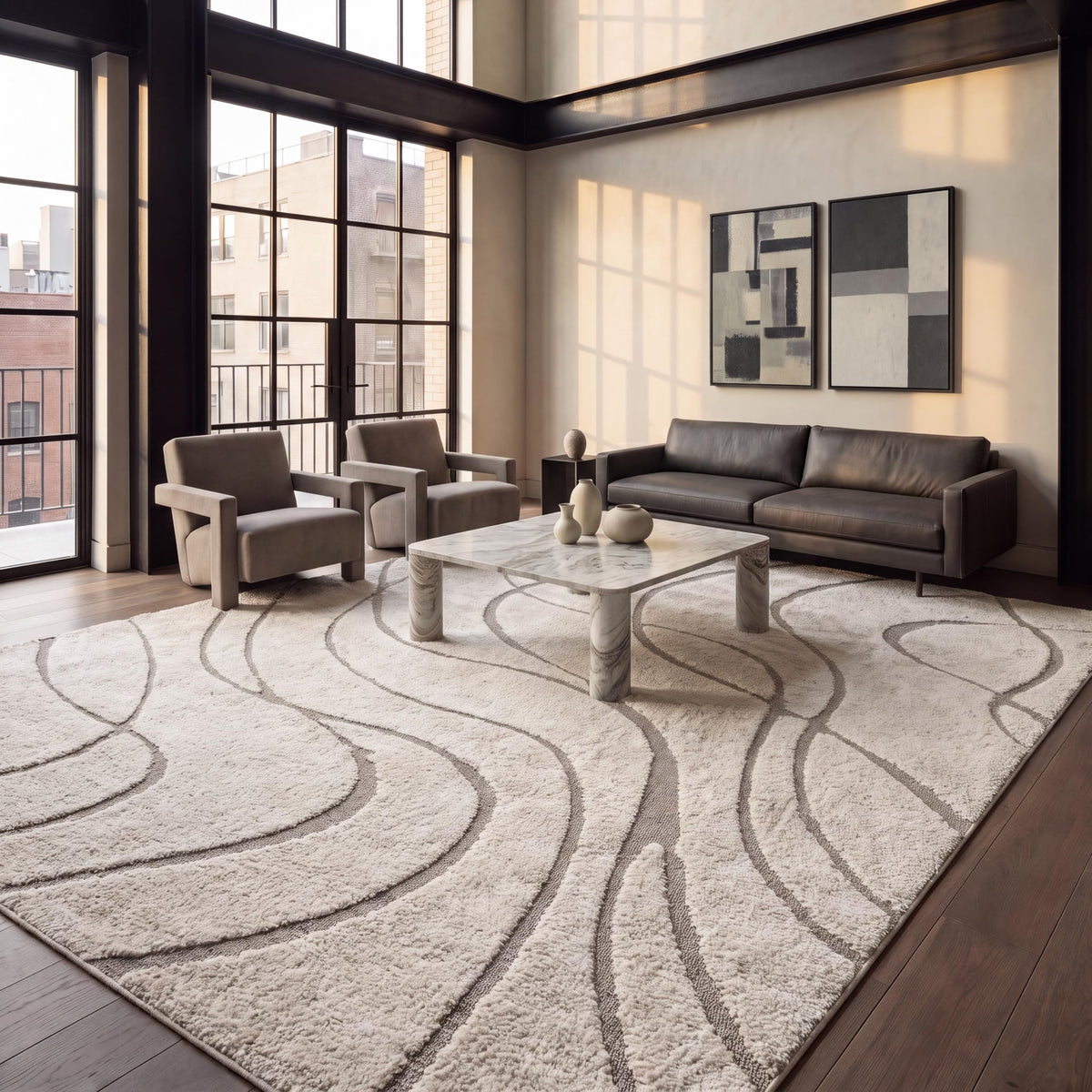 SAFAVIEH Florida Shag Rug 6'x9', Soft Plush Modern Cream & Beige SG471-1113