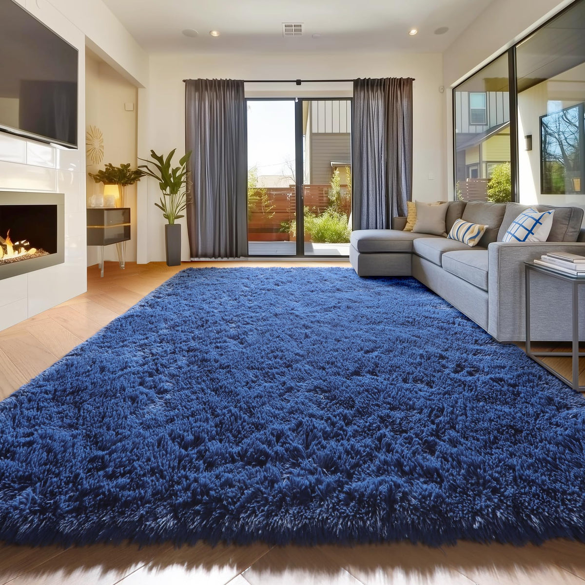 Amdrebio Burnt Orange Shag Plush Large Area Rug 6x9 for Living Room Bedroom