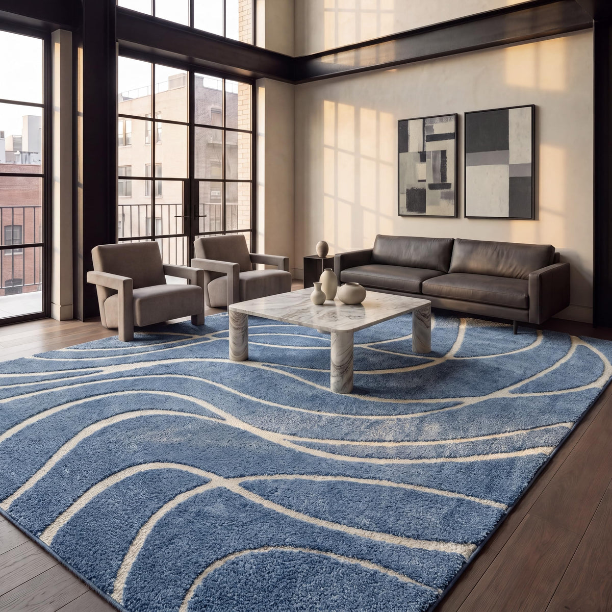 SAFAVIEH Florida Shag Rug 6'x9', Soft Plush Modern Cream & Beige SG471-1113