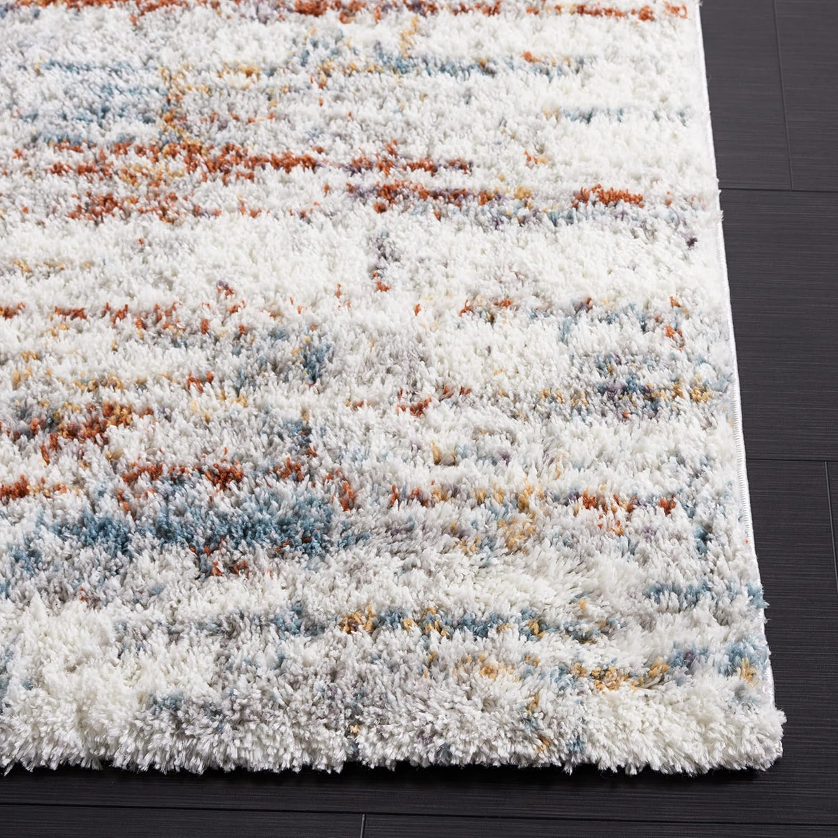 SAFAVIEH Area Rug 8x10 - Berber Shag Collection - Large - Blue Rust & Ivory, Modern Design, Non-Shedding & Easy Cleaning, Plush Thick Pile, Ideal for Living Room, Bedroom, Dining Space (BER577A)
