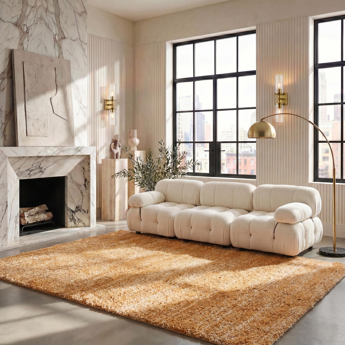 SAFAVIEH Hudson Shag Rug 10x14, Plush X-Large Ivory & Grey SGH295B