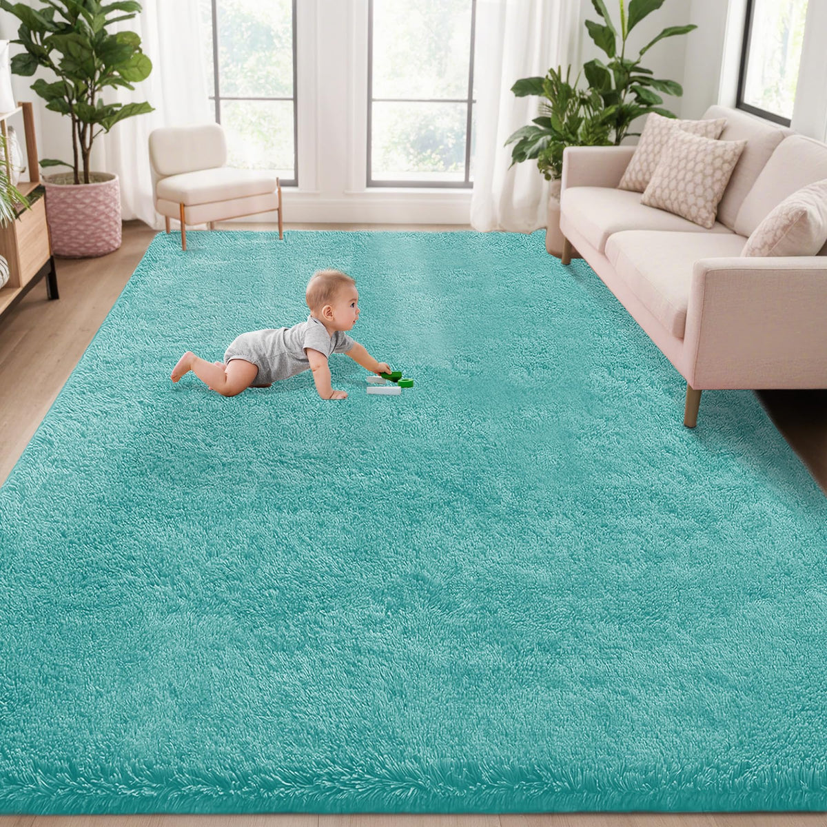 8x10 Area Rugs for Living Room: Fluffy Shag Soft Washable Rug Large Fuzzy Plush Indoor Carpet for Bedroom Nursery Playroom Kids Girls Boys Room (Camel, 8'x10')