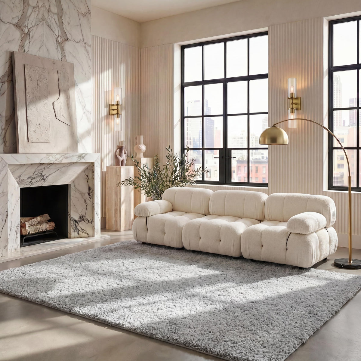 SAFAVIEH August Shag Rug 8'x10', Soft Plush Modern Ivory AUG900C