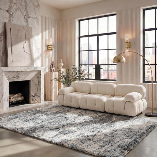 SAFAVIEH Berber Shag Rug 8x10, Large Grey Blue & Cream BER219G
