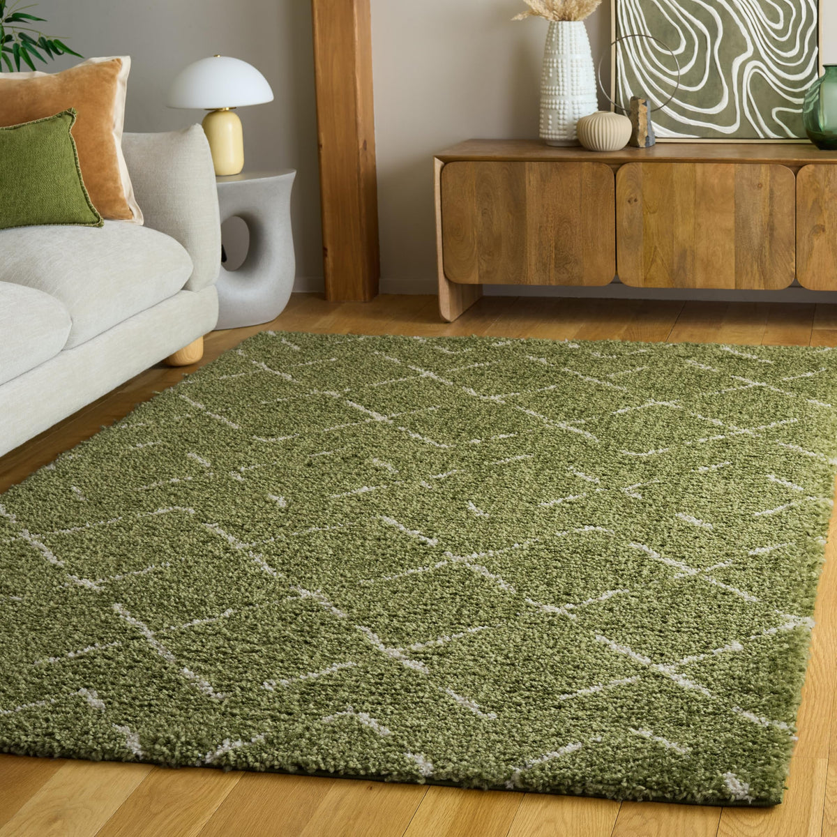 SAFAVIEH Arizona Shag Rug 5'1"x7'6", Soft Plush Ivory & Beige ASG743A