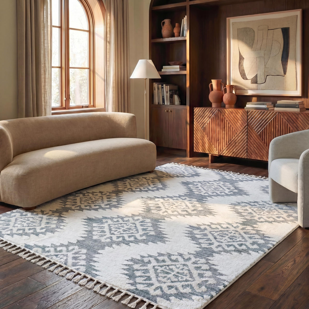 SAFAVIEH Moroccan Tassel Shag Rug 10'x14', Soft Plush Ivory & Brown MTS652A