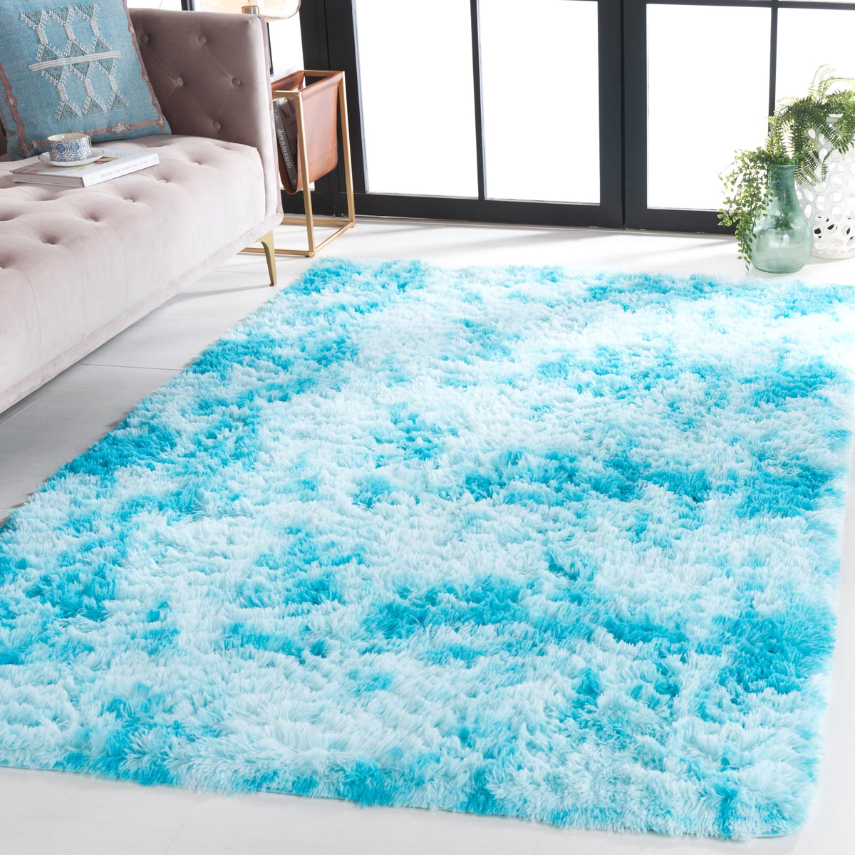SAFAVIEH Rainbow Shag Collection Area Rug - 8' x 10', Light Beige, Slip Resistant, Non-Shedding & Easy Care, 1.6-inch Thick, Ideal for Living Room, Bedroom, Home Office, Dining Space (RBO100A-8)