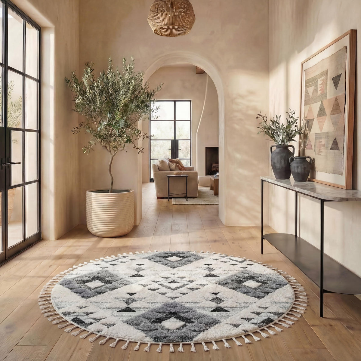 SAFAVIEH Moroccan Tassel Shag Rug 5'3"x7'6", Ivory & Brick Rust MTS688P