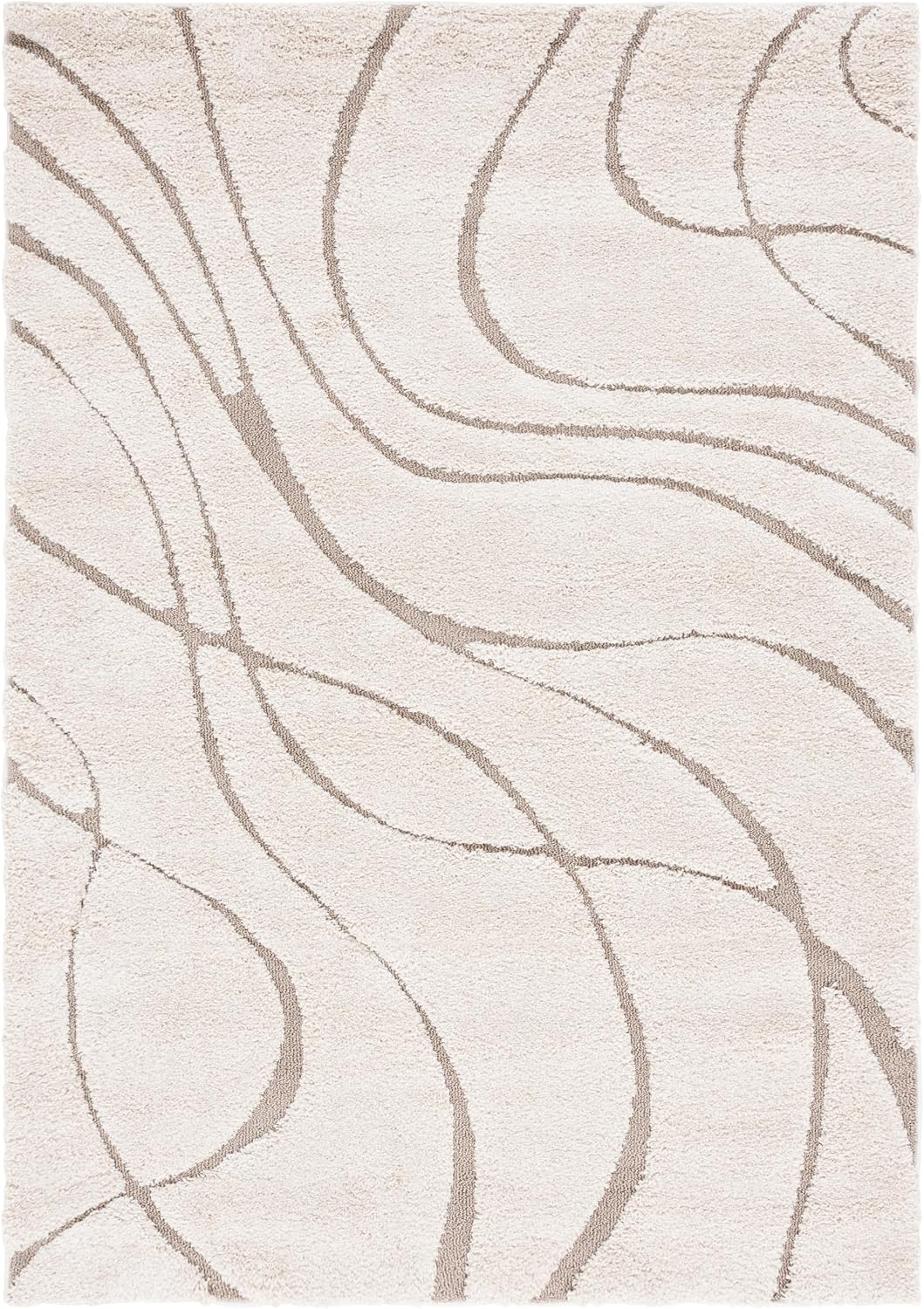 SAFAVIEH Florida Shag Rug 6'x9', Soft Plush Modern Cream & Beige SG471-1113