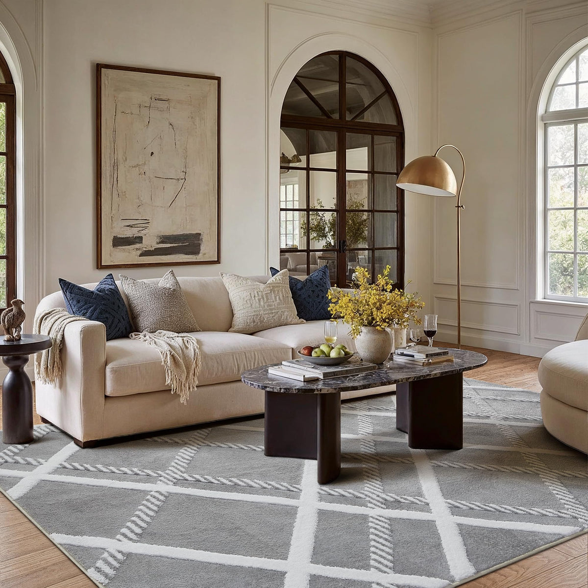 HUGEAR 8x10 White Soft Shag Area Rug Non Slip for Living Room