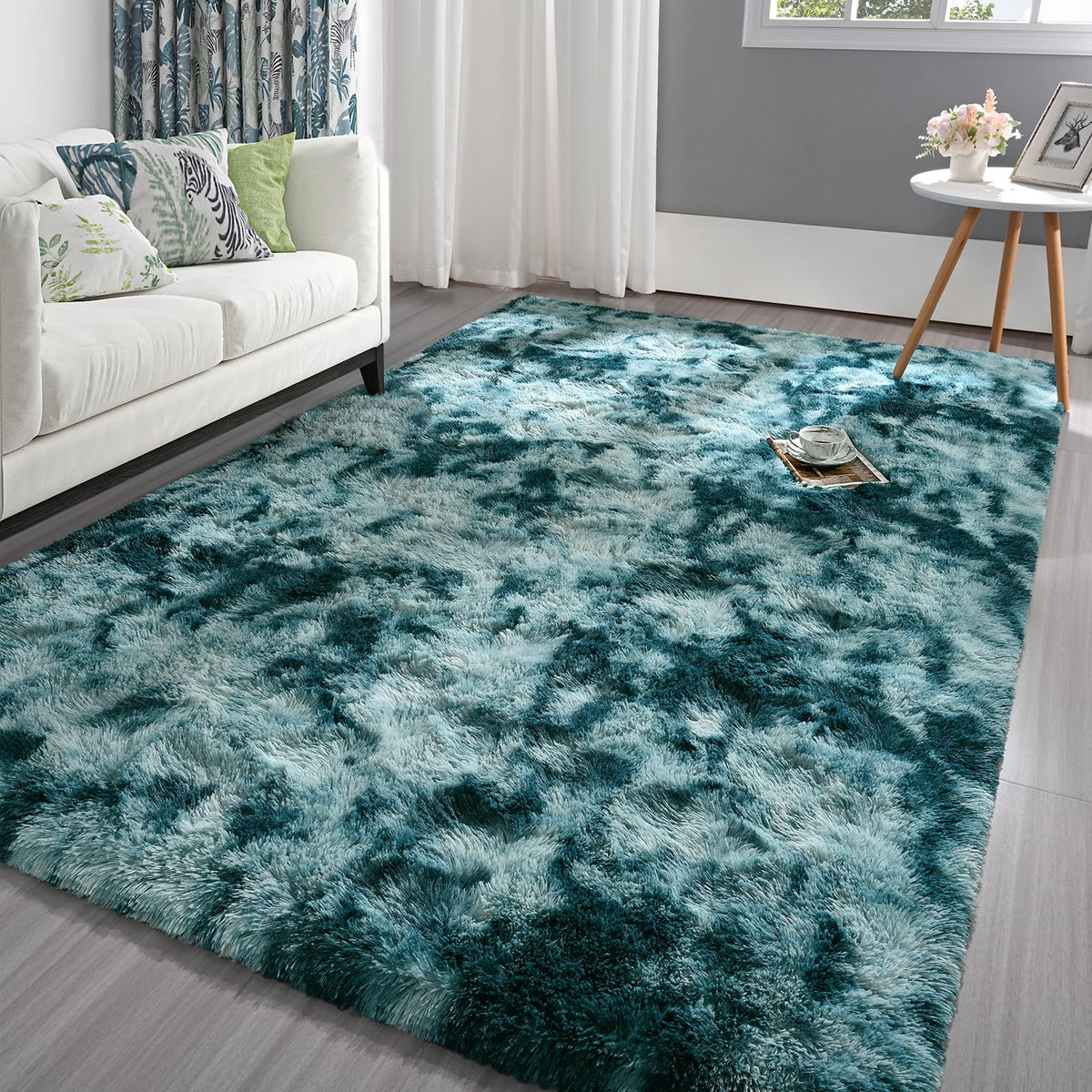 Pettop Fluffy Sage Green Rug for Bedroom Living Room, 6x9 Feet Super Soft Shaggy Plush Fuzzy Rugs for Girls Kids Boys, Non-Slip and Washable Rug for Nursery Classroom, Carpet for Rooms Decor