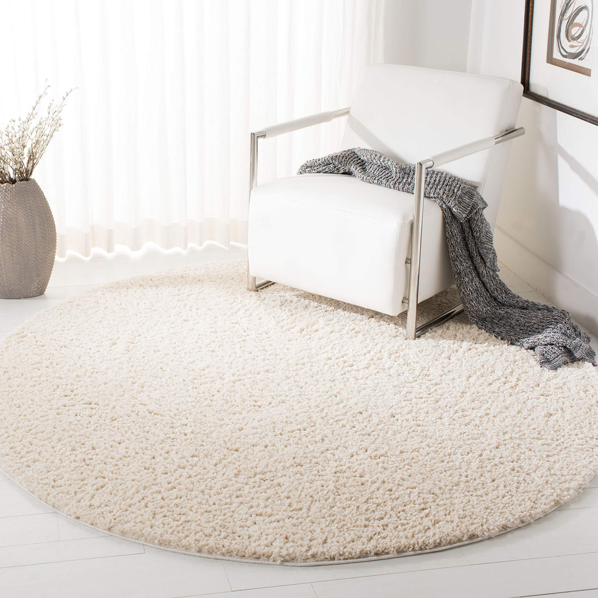 SAFAVIEH August Shag Rug 8'x10', Soft Plush Modern Ivory AUG900C