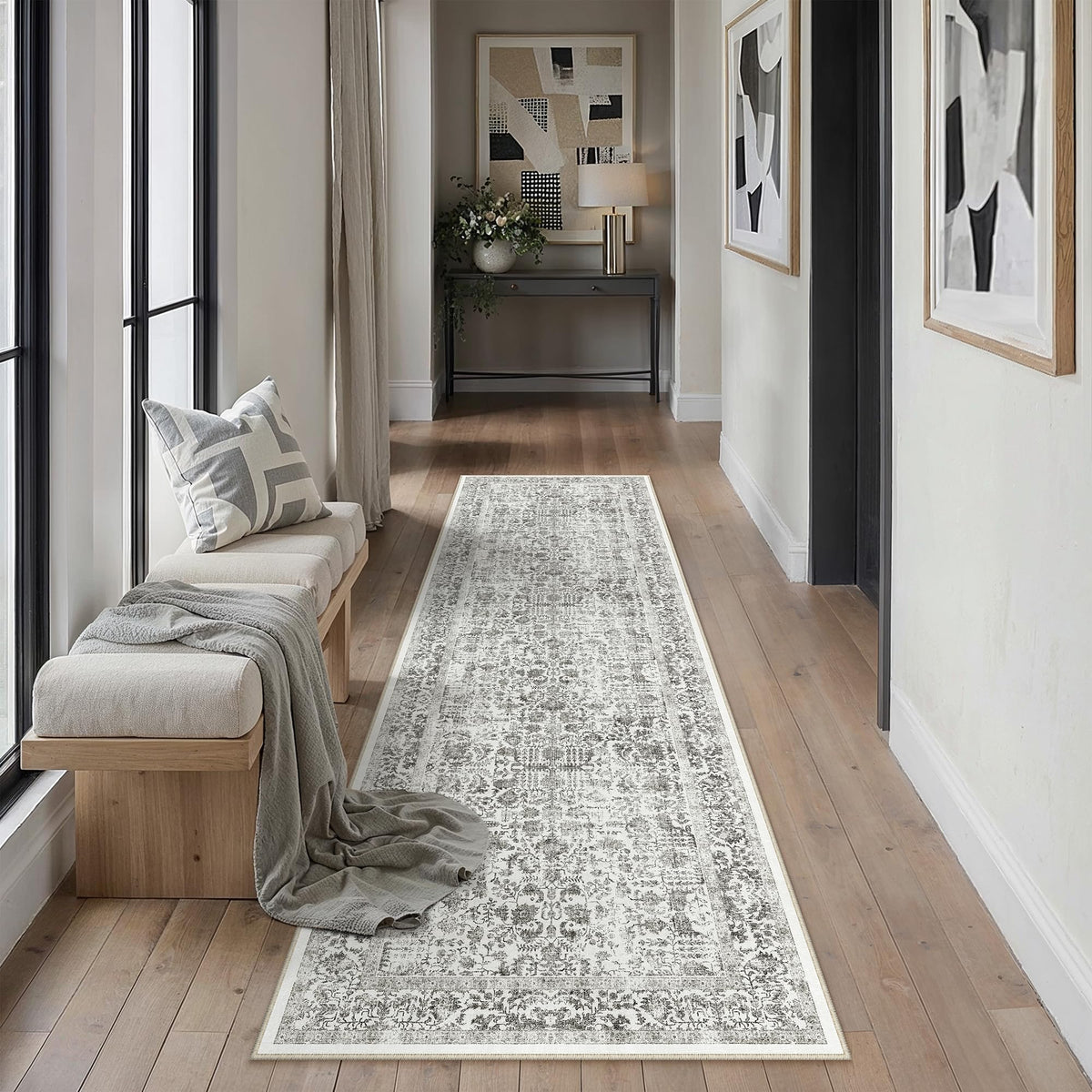 PureCozy Gray Area Rug 8x10 Vintage Floral