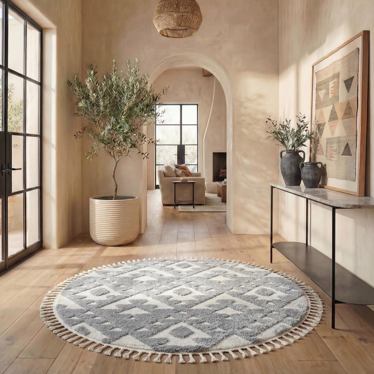 SAFAVIEH Moroccan Tassel Shag Rug 5'3"x7'6", Ivory & Brick Rust MTS688P