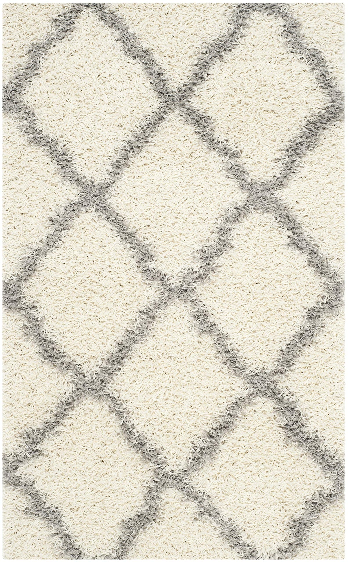 SAFAVIEH Dallas Shag Collection 8' x 10' Beige/Ivory SGD257D Trellis Non-Shedding Living Room Bedroom Dining Room Entryway Plush 1.5-inch Thick Area Rug