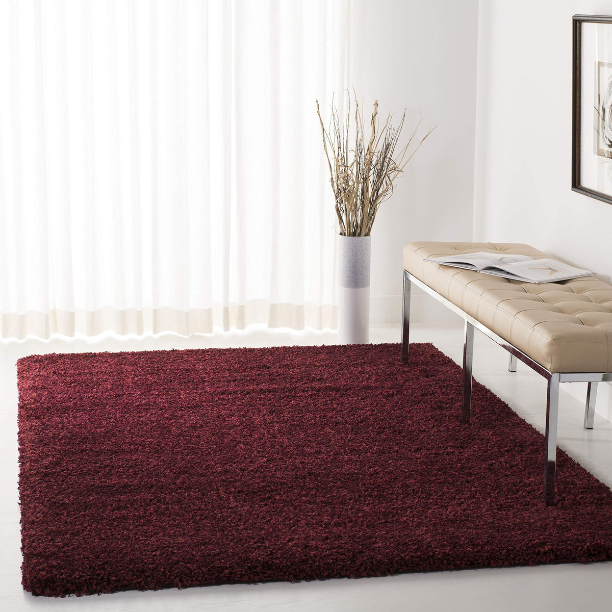 SAFAVIEH California Shag Collection Area Rug - 8' x 10', Ivory, Non-Shedding & Easy to Clean, Ultra Plush Thick Pile, Ideal for Living Room, Bedroom, Dining Space (SG151-1212)