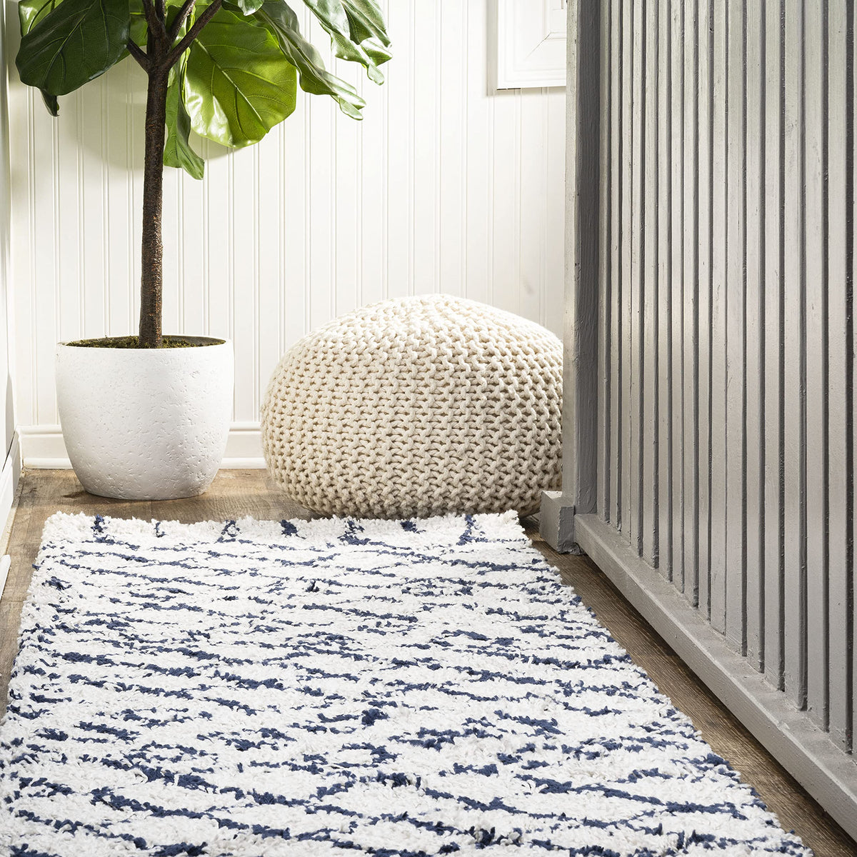 JONATHAN Y Diamond Shag Beige/Dark Gray Indoor Area Rug 8X10 ft, Algaida Moroccan for Living Room, Bedroom, Kitchen, Office, Easy-Cleaning, High Traffic, Pet-Friendly, Non-Shedding SHG104A-8
