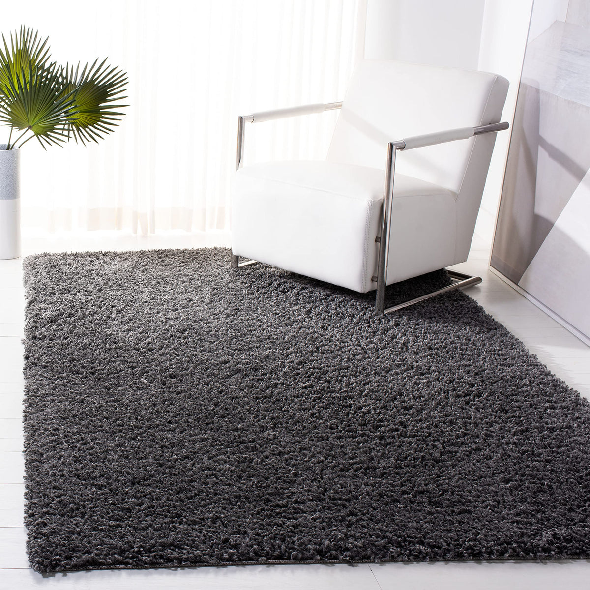SAFAVIEH August Shag Rug 5'3"x7'6", Soft Plush Modern Ivory AUG200C