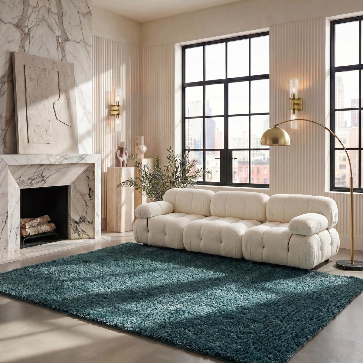 SAFAVIEH August Shag Rug 8'x10', Soft Plush Modern Ivory AUG900C