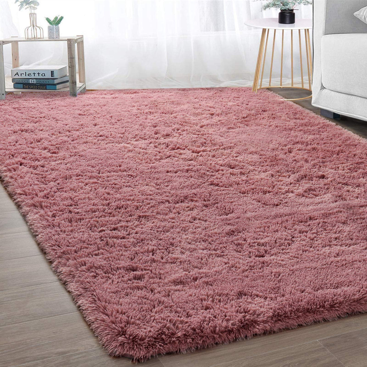 Merelax Soft Modern Indoor Large Shaggy Rug for Livingroom Bedroom Dorm Kids Room Home Decor, Non-Slip Plush Fluffy Furry Fur Area Rugs Comfy Nursery Accent Floor Carpet 9x12 Feet, Black