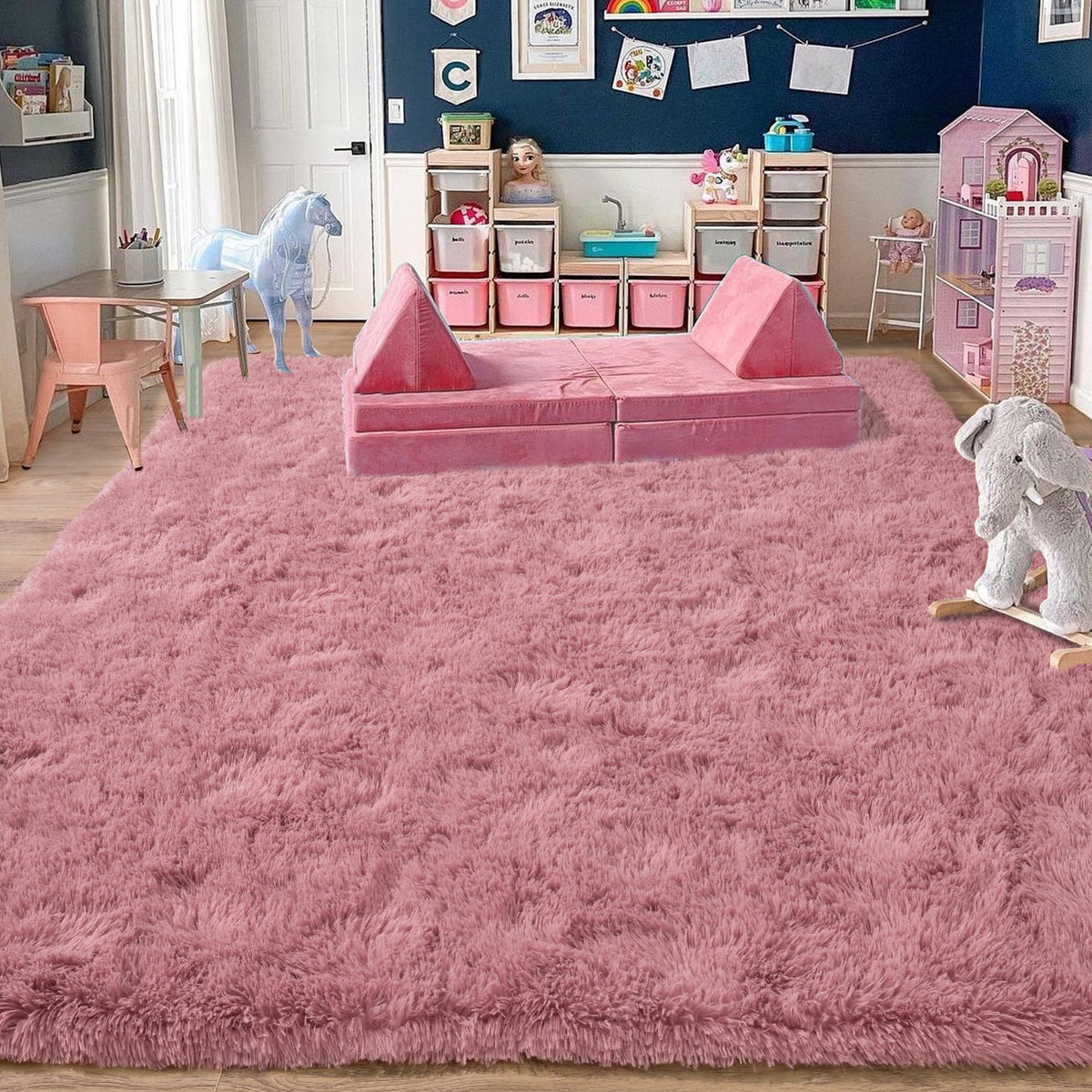 8x10 Area Rugs for Living Room, Ultra Soft Large Shag Black Bedroom Rug Upgrade Non-Slip Plush Modern Fluffy Carpet for Kids Boys Girls Room Home Decor Aesthetic