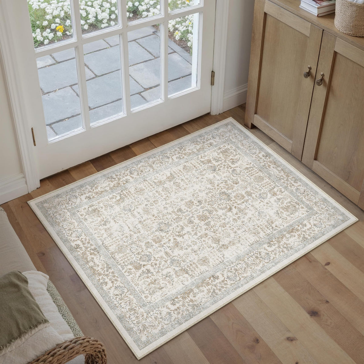 PureCozy Gray Area Rug 8x10 Vintage Floral