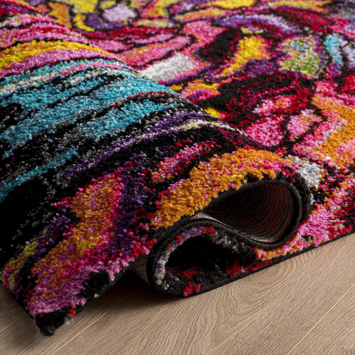 SAFAVIEH Area Rug 8x10 - Fiesta Shag Collection - Large - Multi, Abstract Rainbow Design, Non-Shedding & Easy Cleaning, Ideal for Living Room, Bedroom, Dining Space (FSG373M)