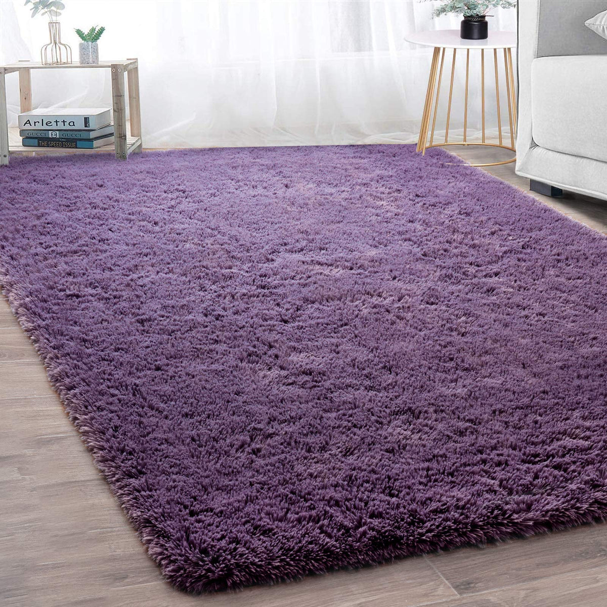 Merelax Soft Modern Indoor Large Shaggy Rug for Livingroom Bedroom Dorm Kids Room Home Decor, Non-Slip Plush Fluffy Furry Fur Area Rugs Comfy Nursery Accent Floor Carpet 9x12 Feet, Black