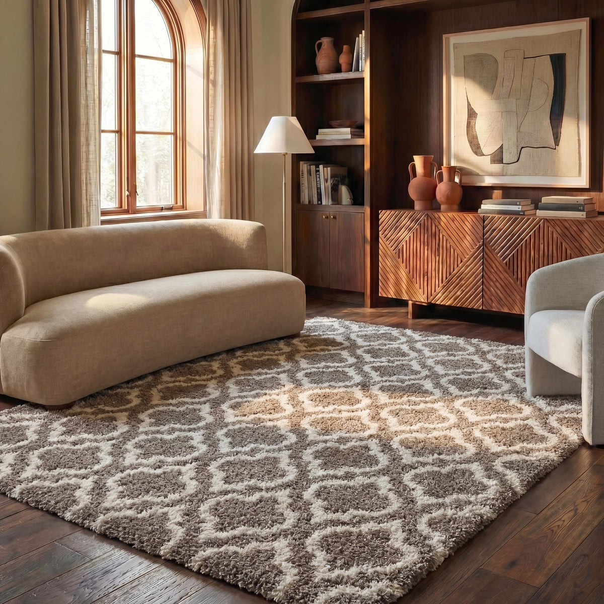 SAFAVIEH Hudson Shag Rug 8x10, Plush Large Multi Ivory & Beige SGH284E