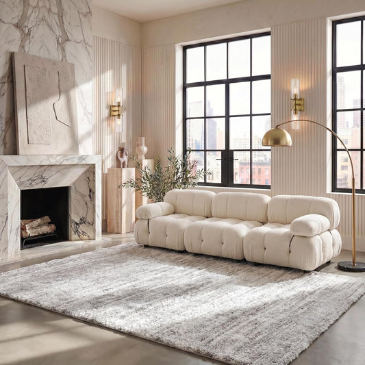 SAFAVIEH Tahoe Shag Rug 9x12, Plush Large Ivory & Grey THO653A