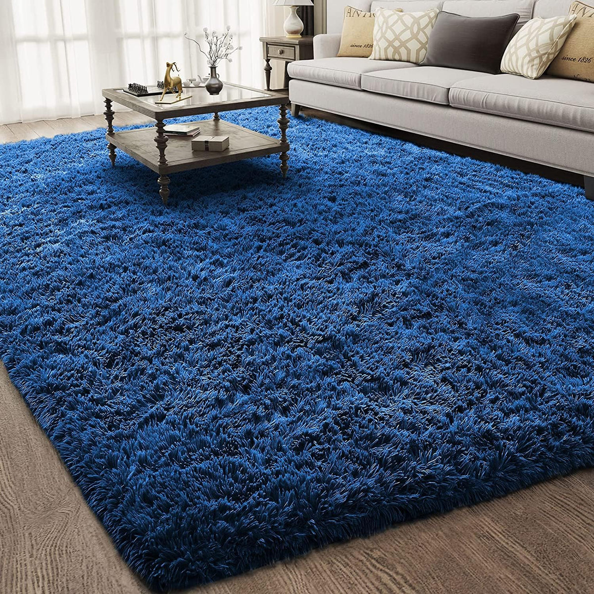 Ophanie 8x10 Area Rugs for Living Room, Washable Non-Slip Fluffy Soft Large Shag Bedroom Carpet, Ivory Big Indoor Nursery Rug, Carpets for Boy and Girls Room Dorm Decor with Over 99 pcs Pile fibers
