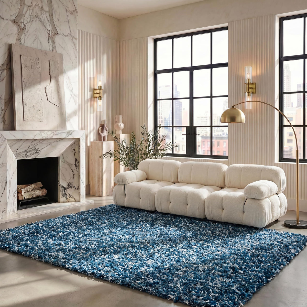SAFAVIEH Rio Shag Collection 3' x 5' Rust / Ivory SG960P Handmade 1-inch Thick Area Rug